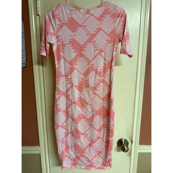 LuLaRoe XXS julia Pink & White Geometric Pattern Dress - Picture 6 of 7